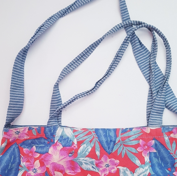 AMERICAN EAGLE Blue & Pink Floral Canvas Tote Bag - Picture 3 of 8